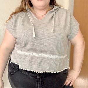 Hollister Crop Top Short Sleeve Hoodie Size M/L